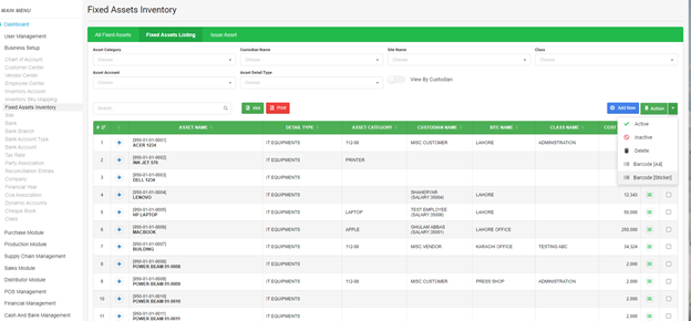 Fixed Assets Module